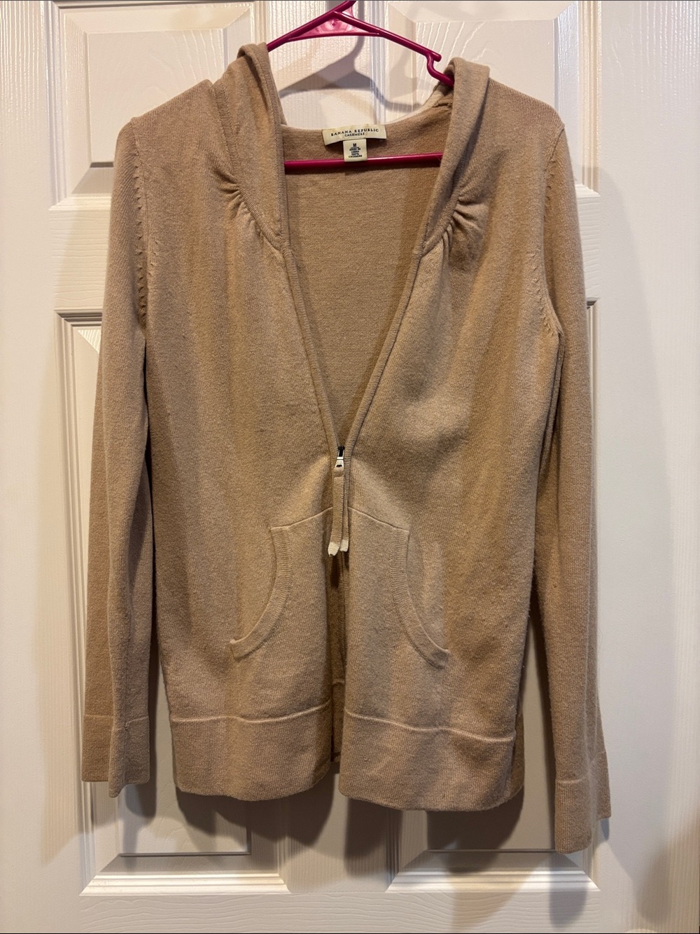 Banana Republic Beige Hooded Zip Cardigan